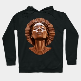 Wooden Carving of a Braided African Woman Hoodie